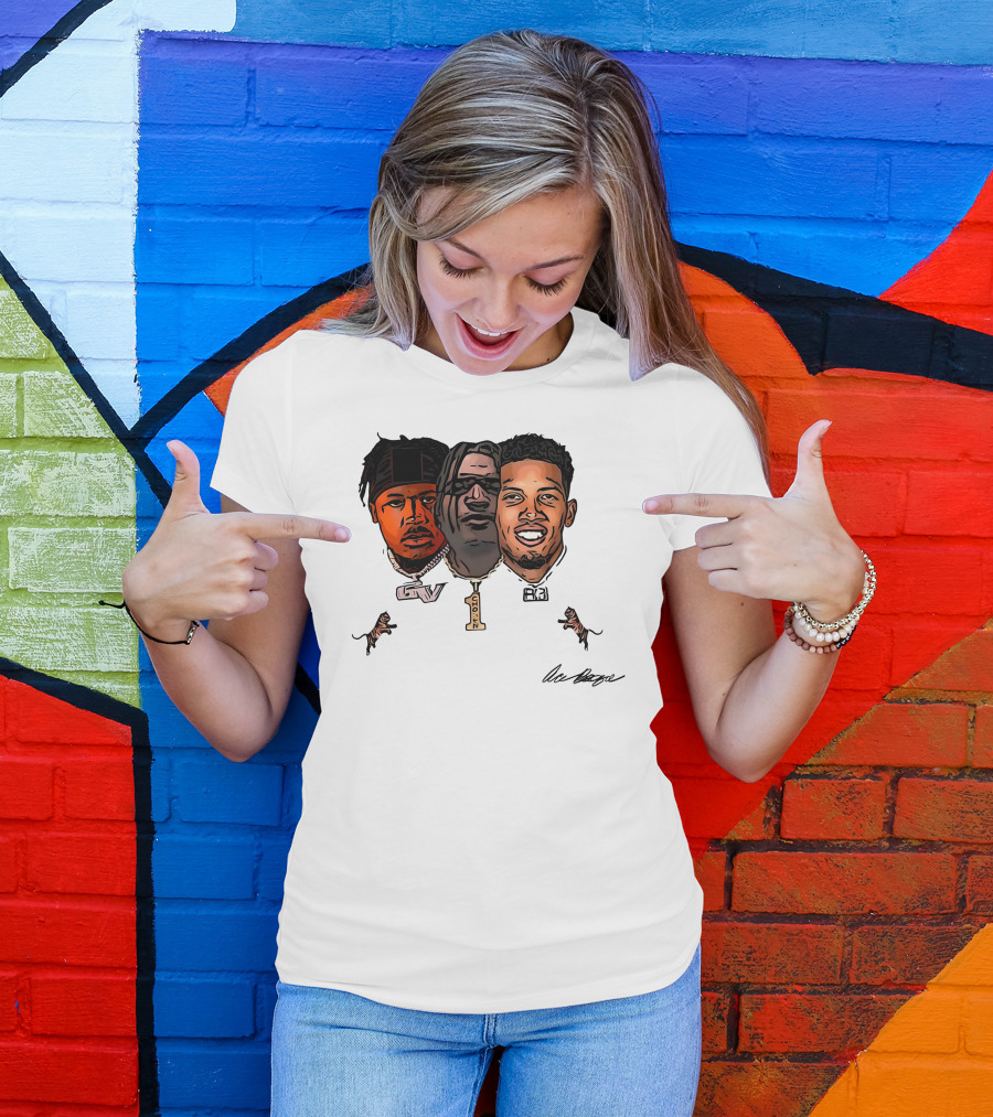 Ja'Marr Chase GV Tiger Trio Football T-Shirt