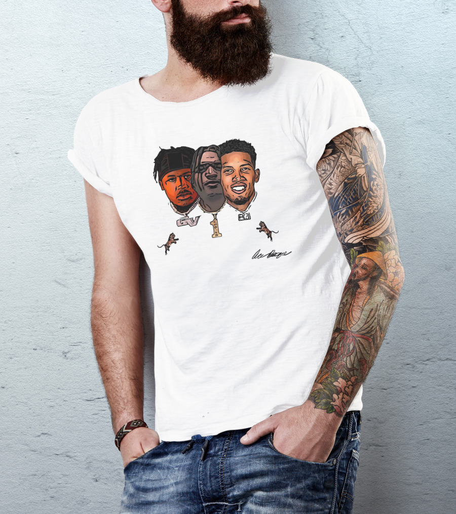 Ja'Marr Chase GV Tiger Trio Football T-Shirt