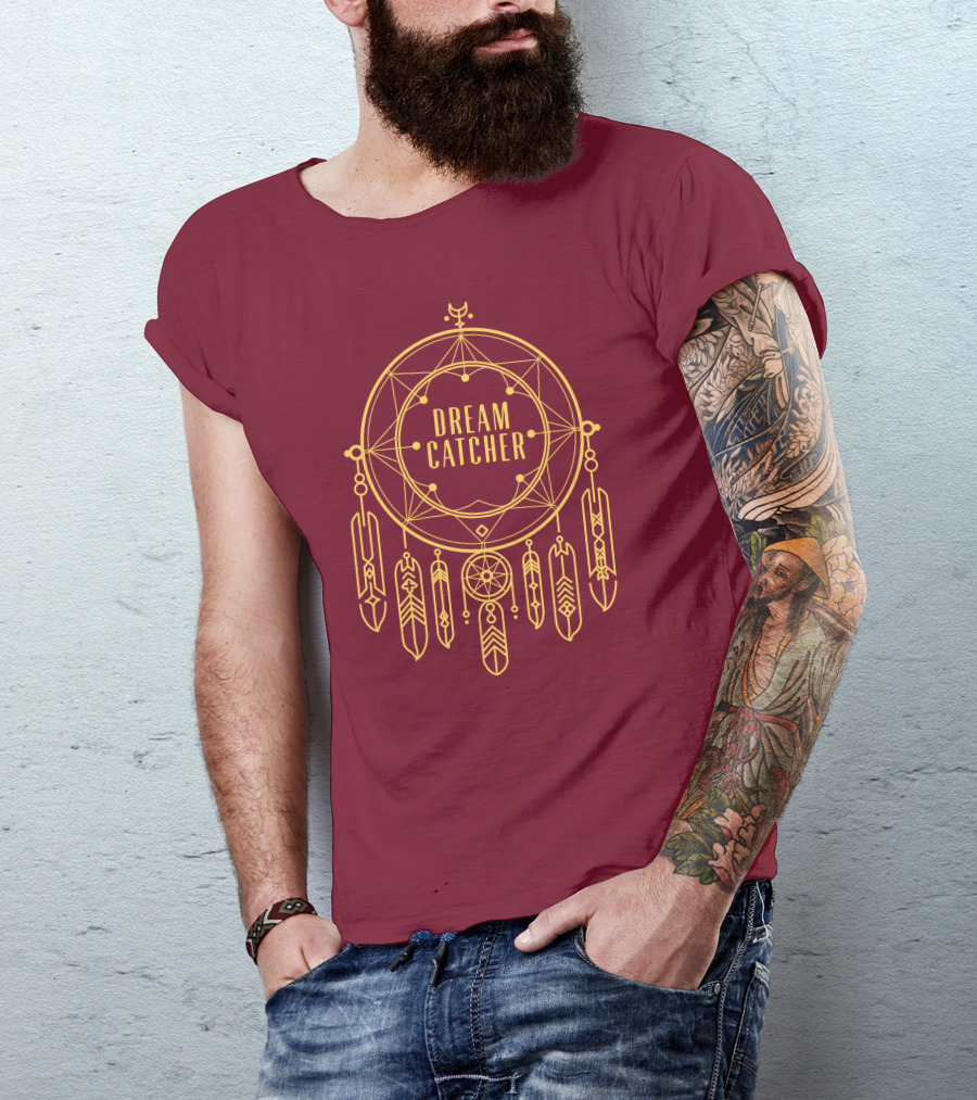 Dreamcatcher Merch Dream Catcher Geometric Feather T-Shirt