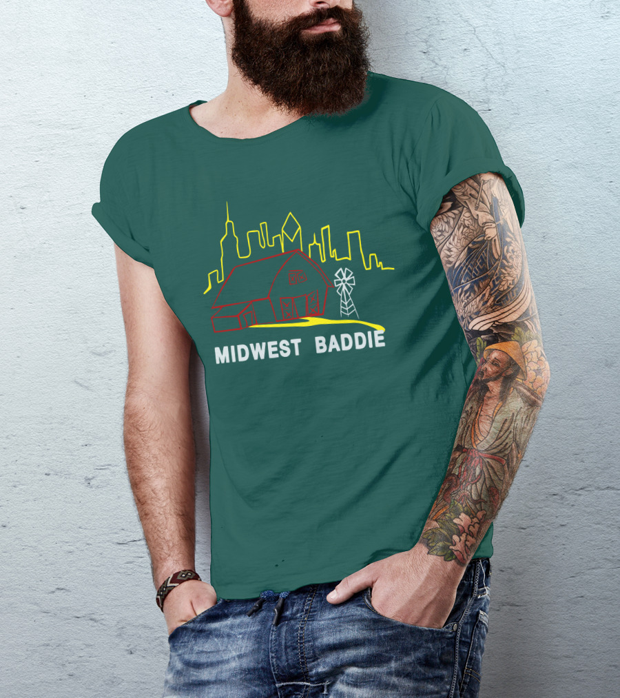 Midwest Baddie Caucasian James Merch Skyline Barn Windmill T-Shirt