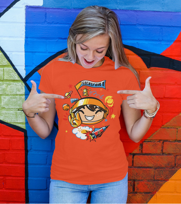 Socksfor1 Chibi Astronaut Space Adventure Merch T-Shirt