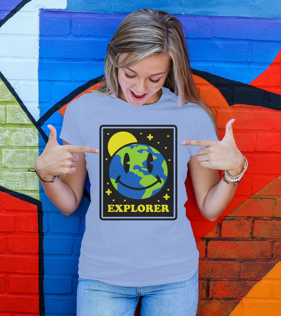 Socksfor1 Merch Explorer Earth Smiley T-Shirt