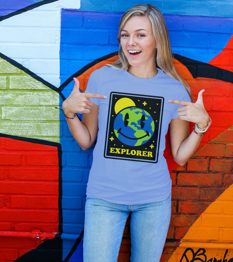 Socksfor1 Merch Explorer Earth Smiley T-Shirt