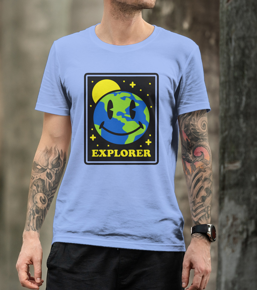 Socksfor1 Merch Explorer Earth Smiley T-Shirt