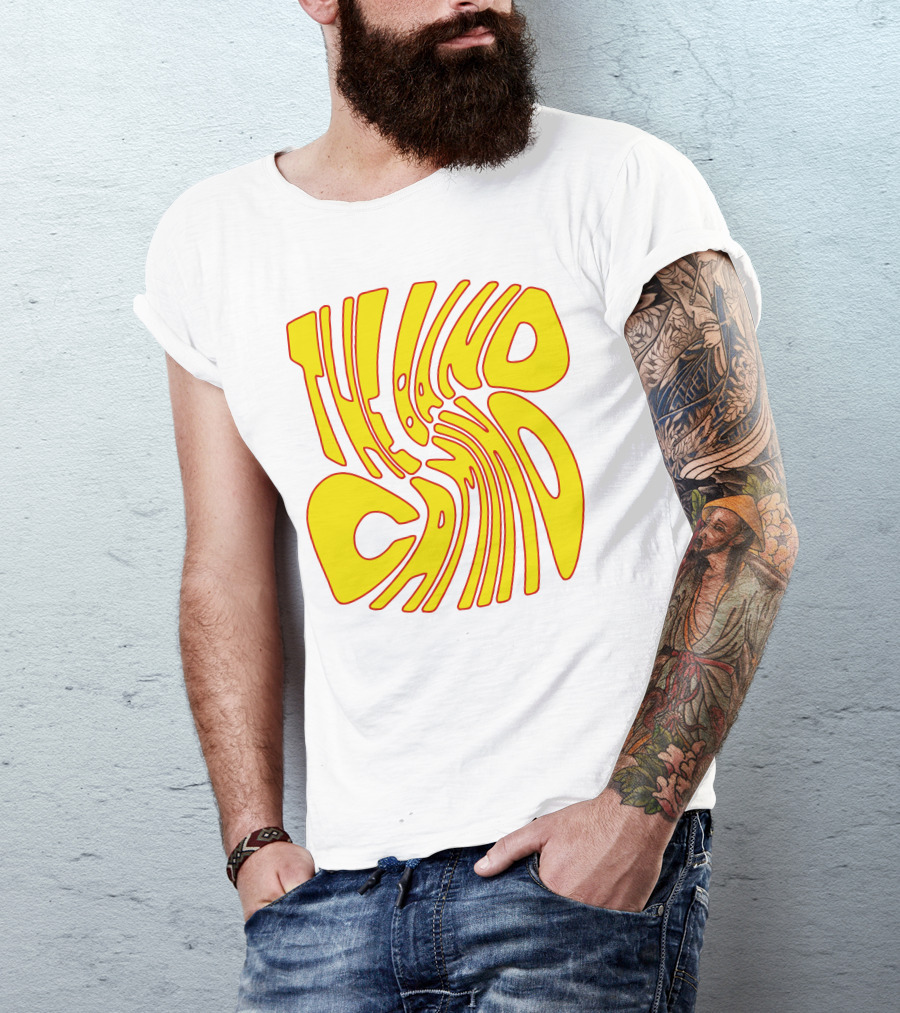 The Band Camino Groovy Textual Yellow And Red Psychedelic Style Merchandise T-Shirt