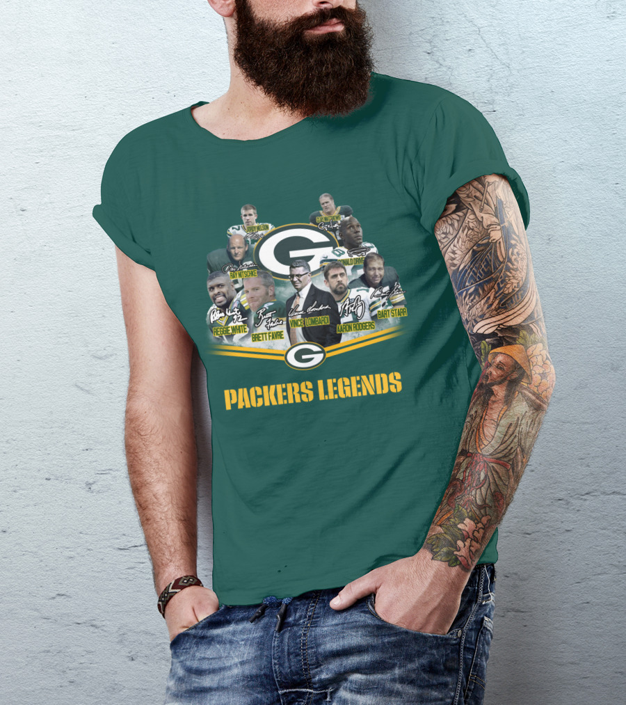 Green Bay Packers Legends Vince Lombardi Reggie White Brett Favre Aaron Rodgers Bart Starr T-Shirt