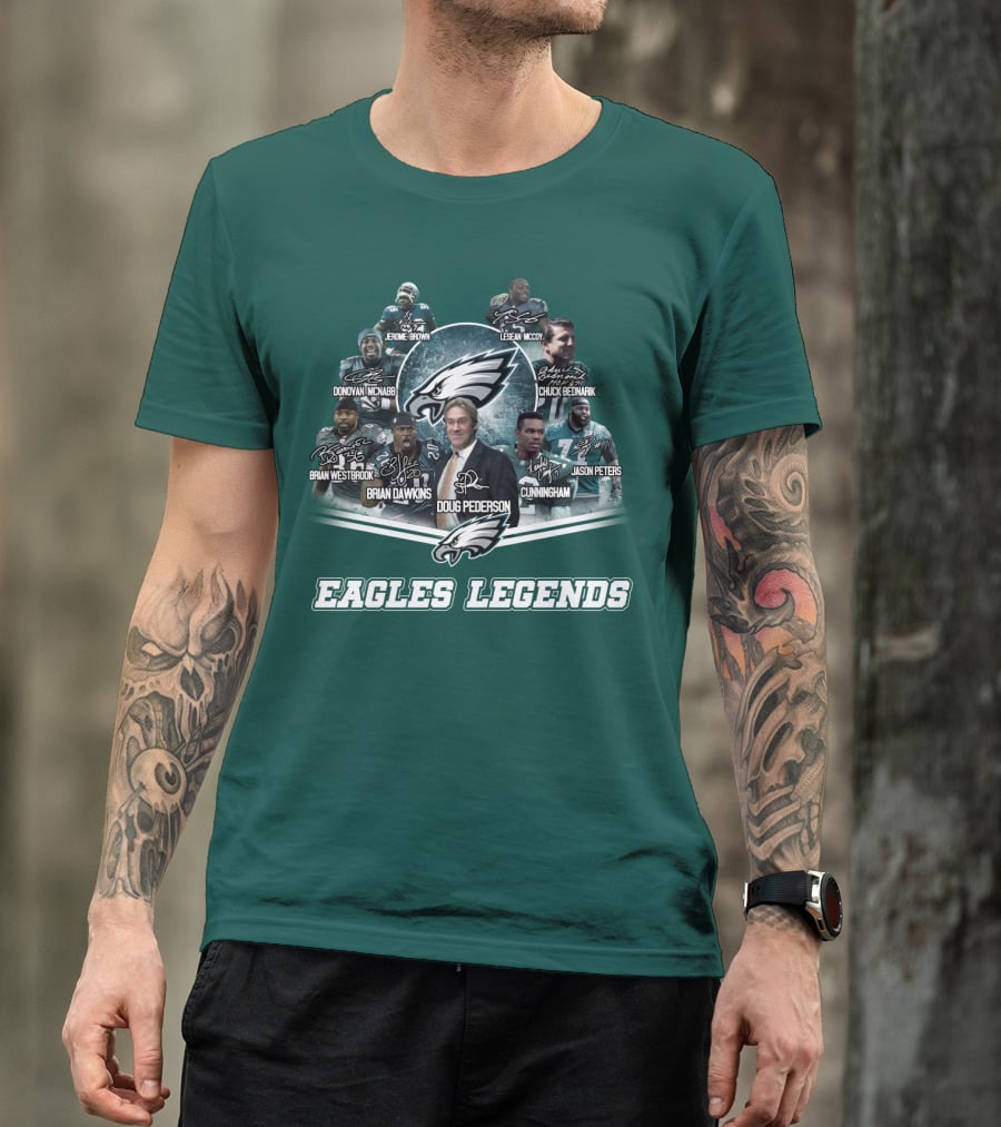 Eagles Legends Jerome Brown Lesean Mccoy Donovan Mcnabb Chuck Bednarik Brian Westbrook Brian Dawkins Doug Pederson Randall Cunningham Jason Peters T-Shirt