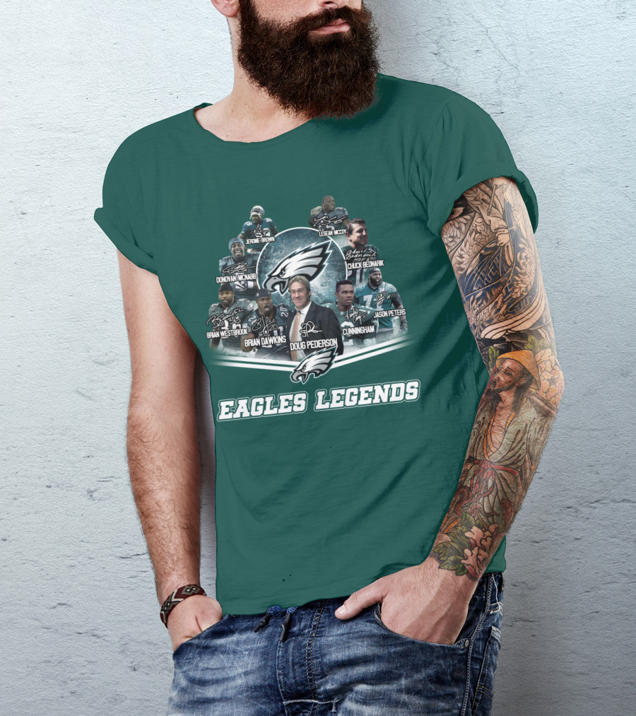 Eagles Legends Jerome Brown Lesean Mccoy Donovan Mcnabb Chuck Bednarik Brian Westbrook Brian Dawkins Doug Pederson Randall Cunningham Jason Peters T-Shirt