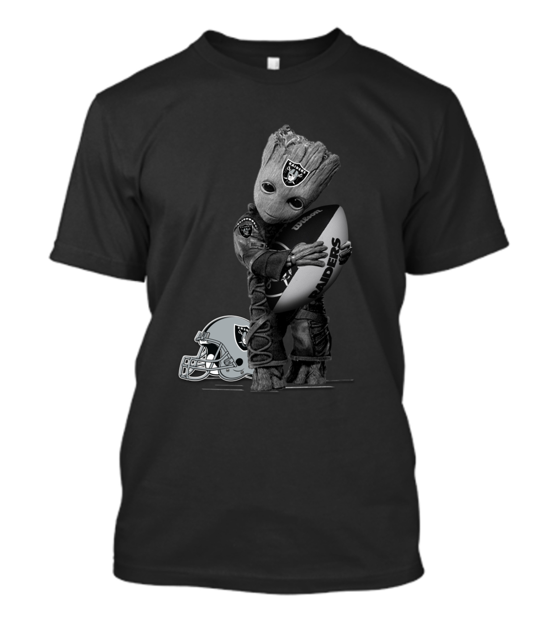 Groot Raiders Football Crossover Helmet And Ball T-Shirt