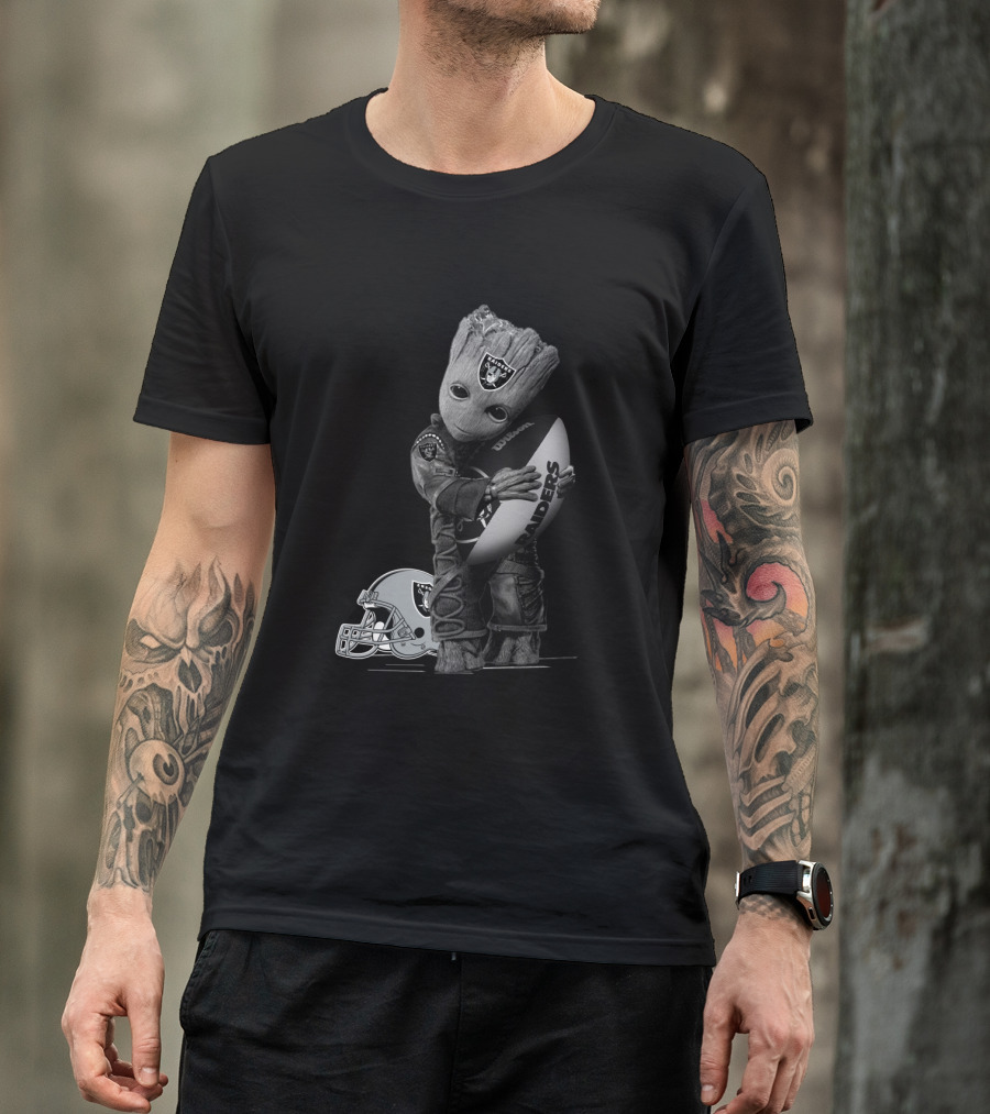 Groot Raiders Football Crossover Helmet And Ball T-Shirt