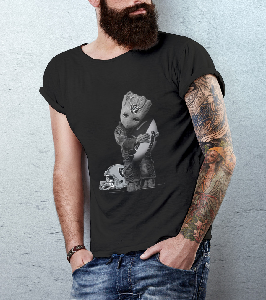 Groot Raiders Football Crossover Helmet And Ball T-Shirt
