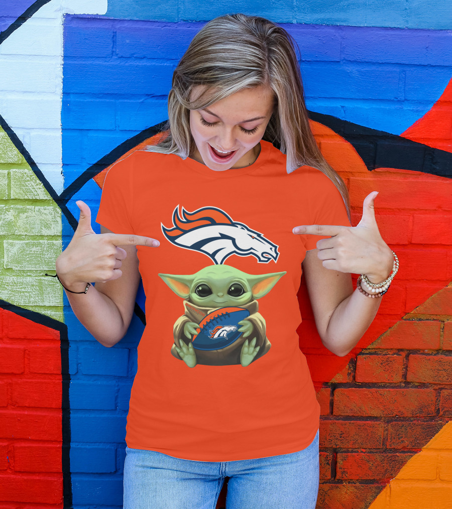 Denver Broncos Baby Yoda Football Fan T-Shirt