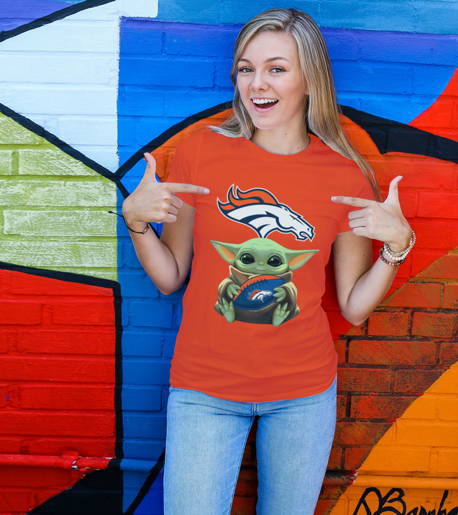 Denver Broncos Baby Yoda Football Fan T-Shirt