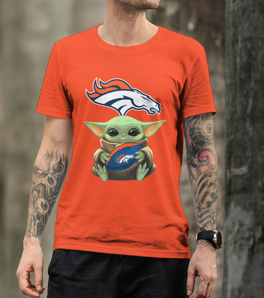 Denver Broncos Baby Yoda Football Fan T-Shirt