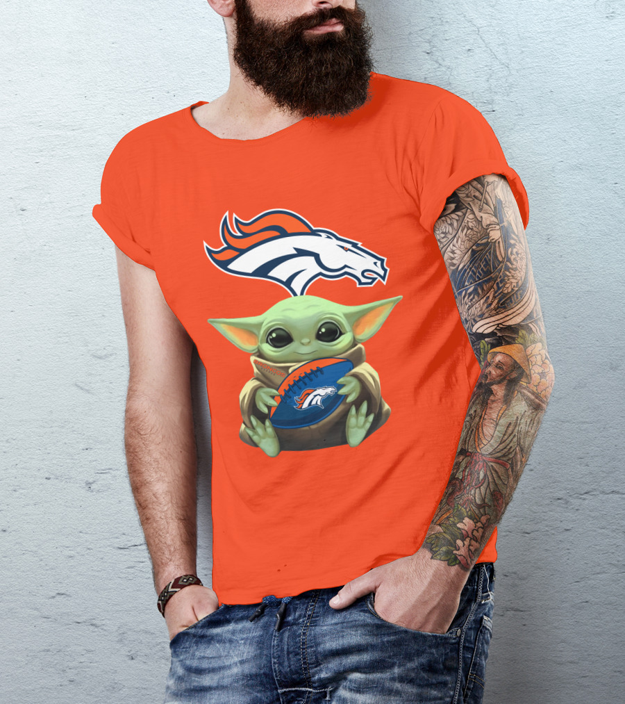 Denver Broncos Baby Yoda Football Fan T-Shirt