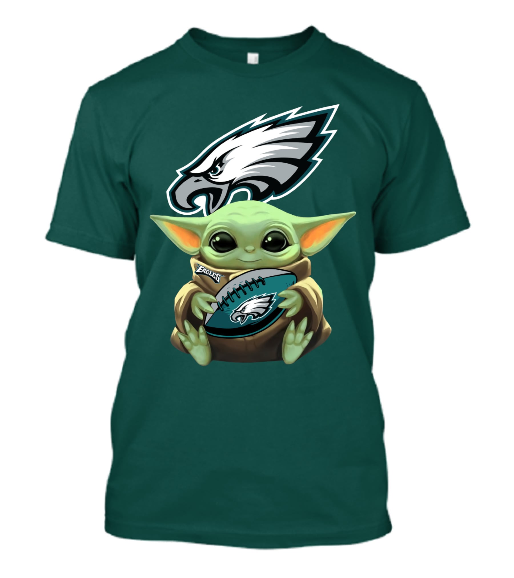 Baby Yoda Holding Philadelphia Eagles Football T-Shirt