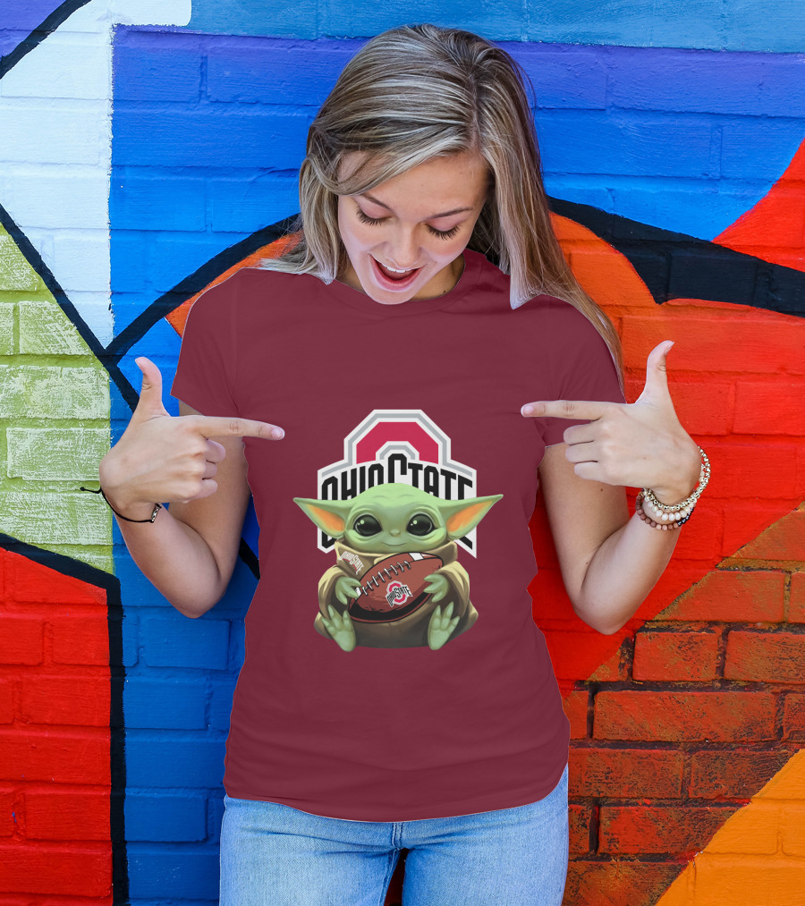 Ohio State Baby Yoda Football T-Shirt