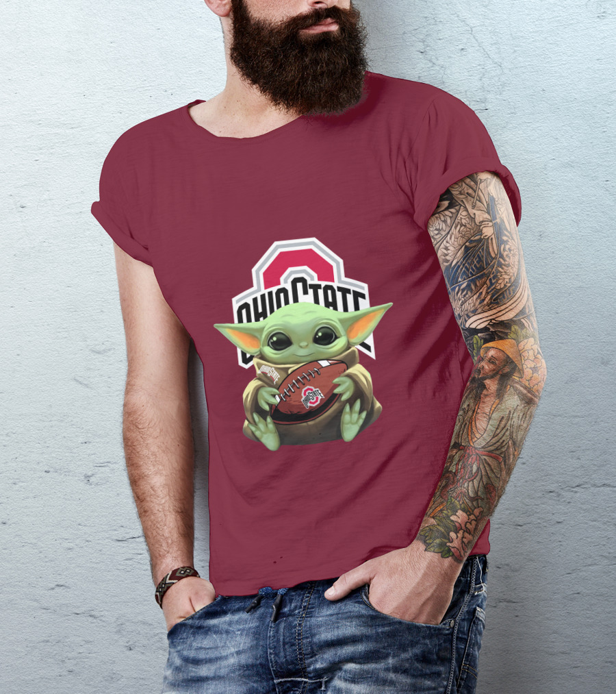 Ohio State Baby Yoda Football T-Shirt