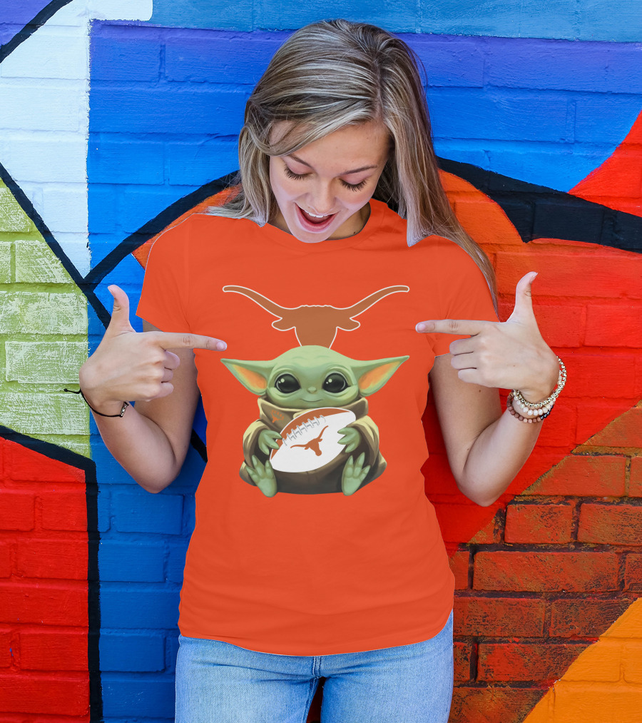 Baby Yoda Texas Longhorns Football T-Shirt