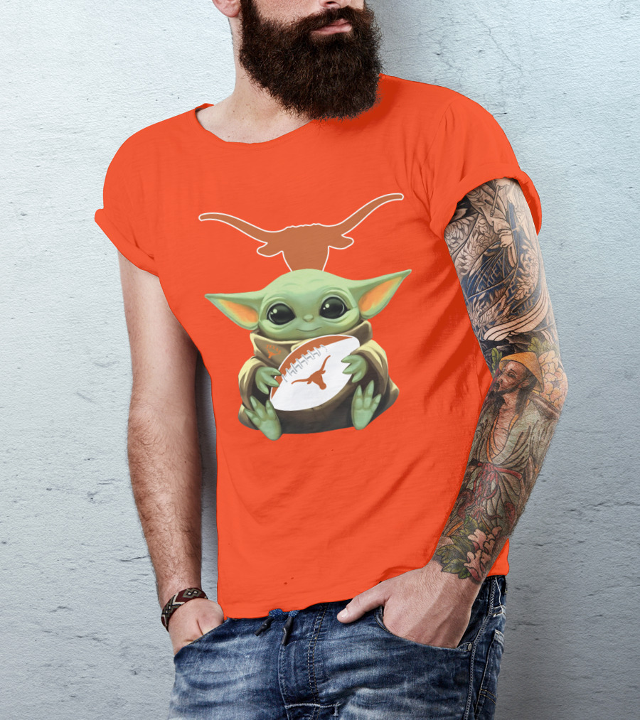 Baby Yoda Texas Longhorns Football T-Shirt