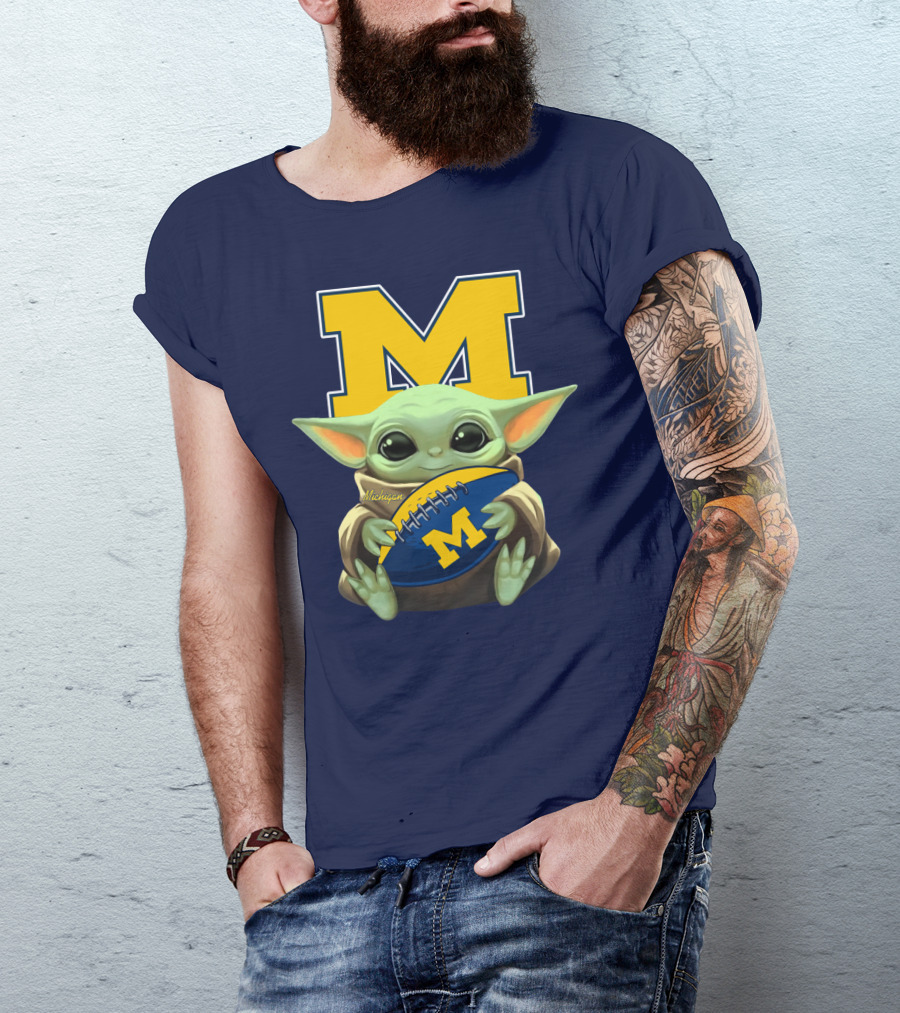 Michigan Baby Yoda Football M T-Shirt
