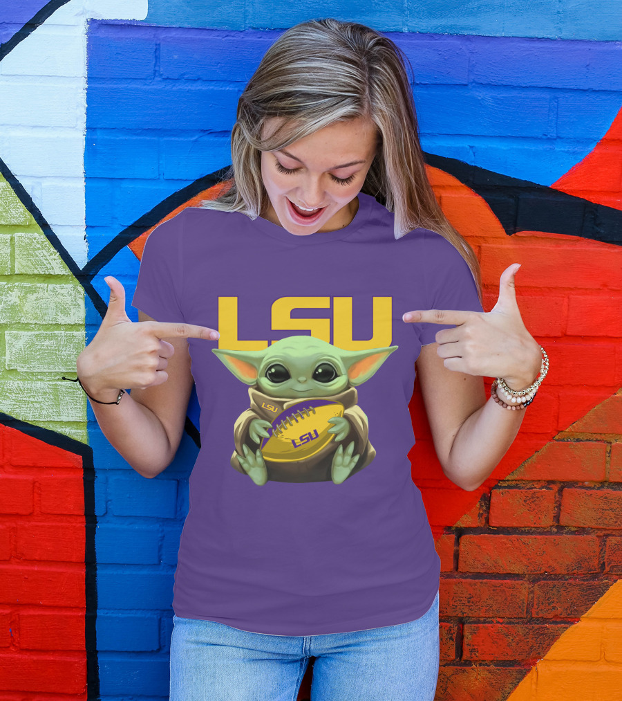 Lsu Baby Alien With Football T-Shirt