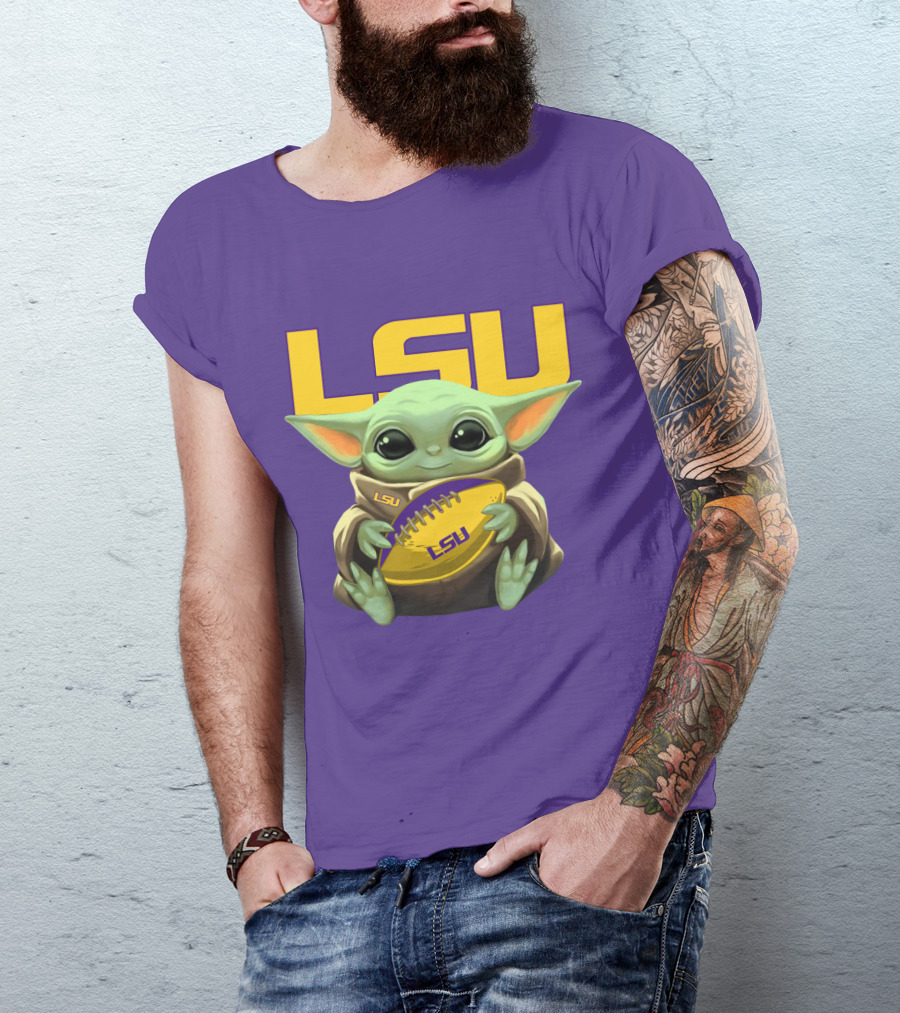Lsu Baby Alien With Football T-Shirt