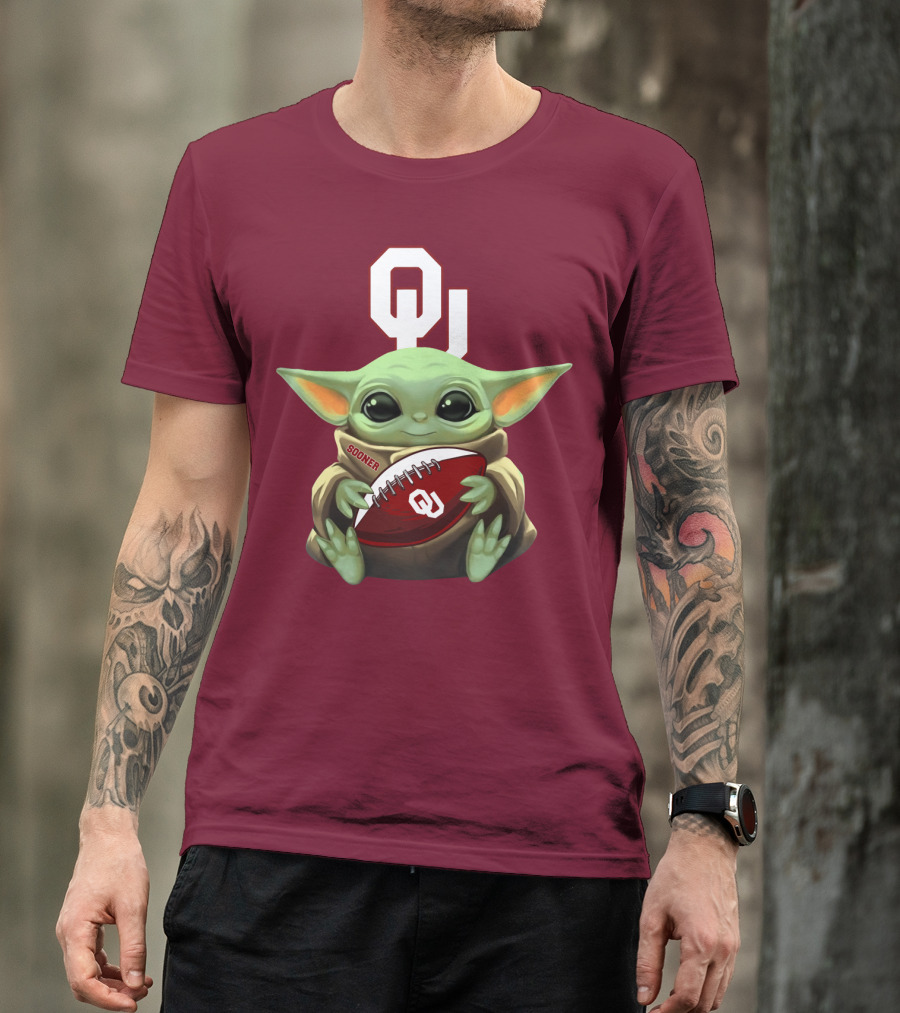 Ou Sooner Football Baby Yoda T-Shirt