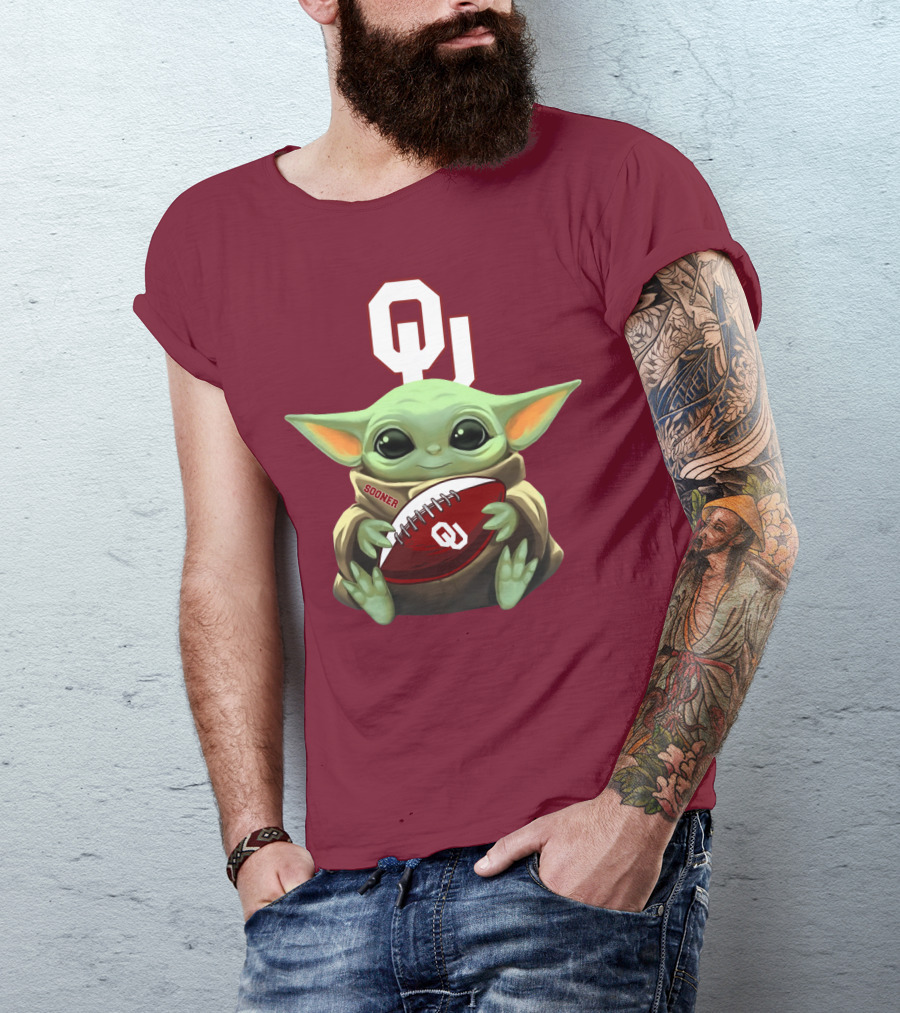 Ou Sooner Football Baby Yoda T-Shirt
