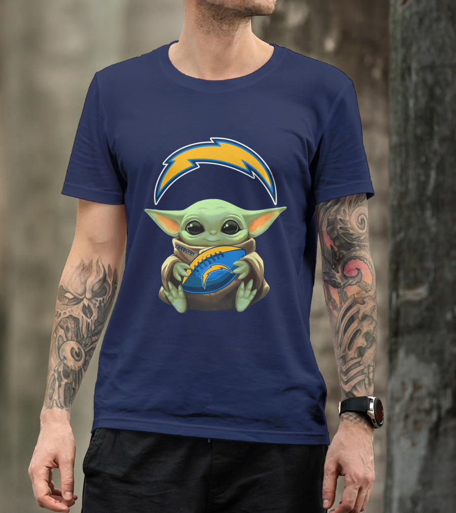 Los Angeles Chargers Baby Yoda Football T-Shirt