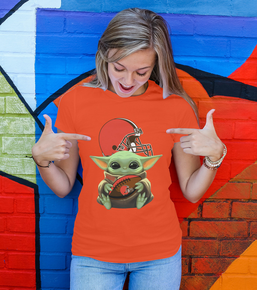 Cleveland Browns Football Baby Yoda T-Shirt