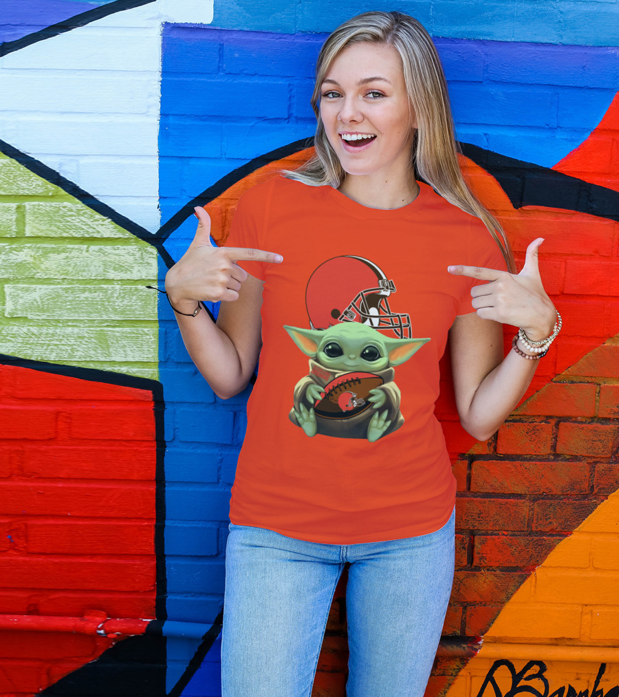 Cleveland Browns Football Baby Yoda T-Shirt