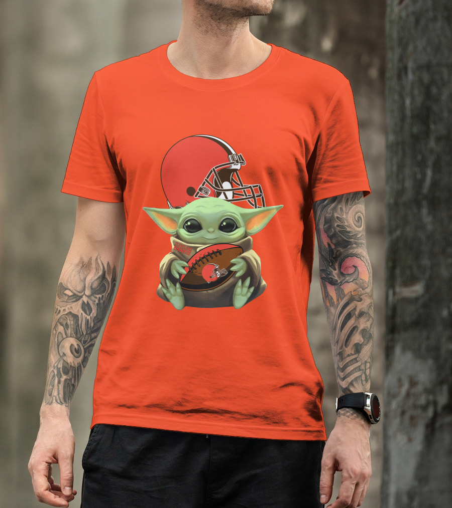 Cleveland Browns Football Baby Yoda T-Shirt