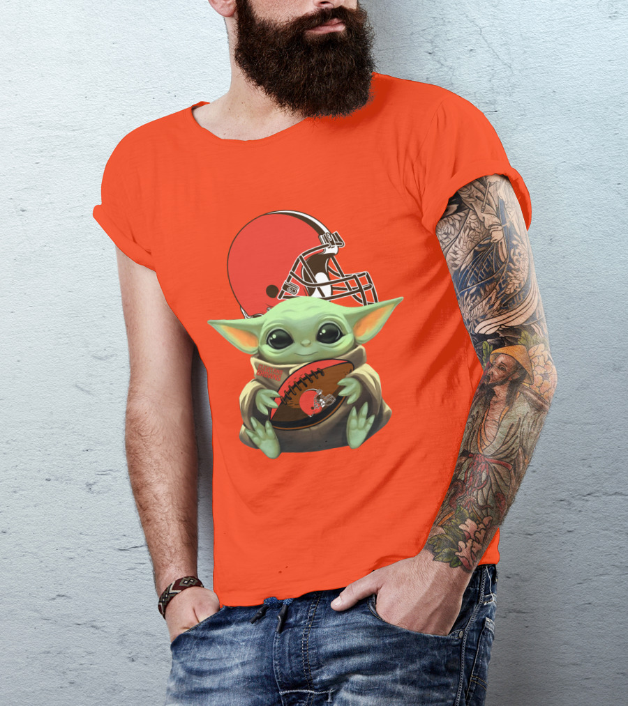 Cleveland Browns Football Baby Yoda T-Shirt