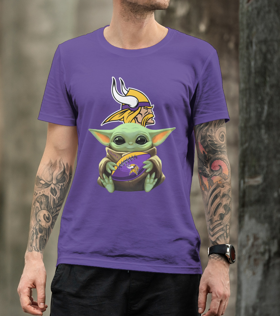 Vikings Football Baby Yoda T-Shirt