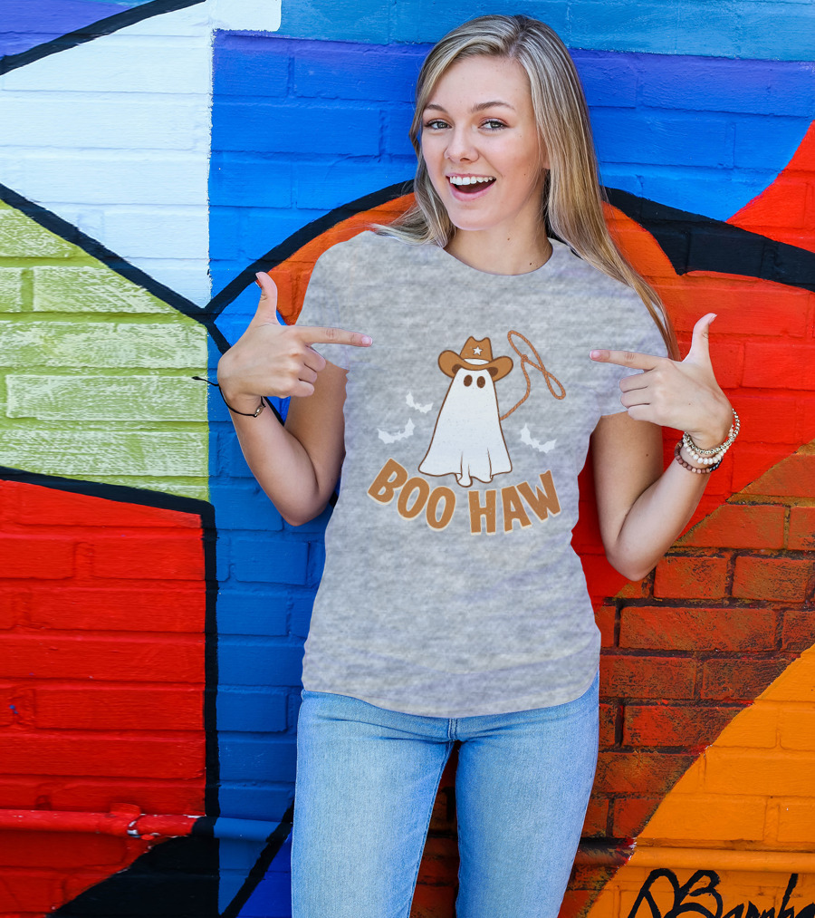 Boo Haw Western Ghost Cowboy Halloween T-Shirt