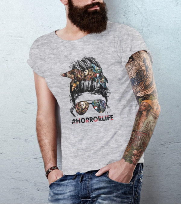HorrorLife Messy Bun Iconic Horror Characters T-Shirt