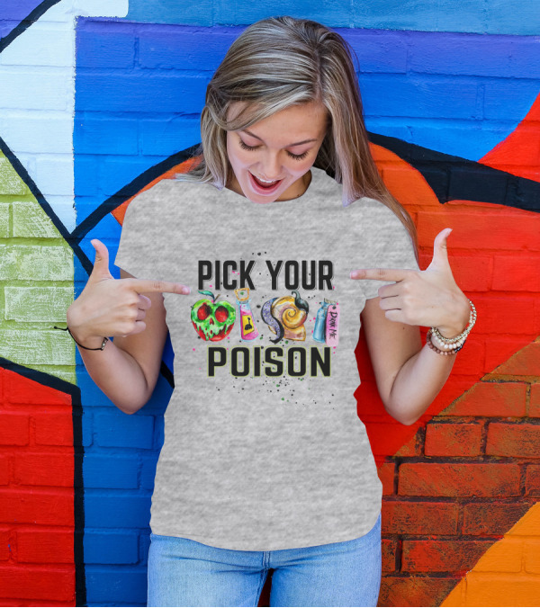 Pick Your Poison Halloween Skull Apple Potion Snail Drink Me T-Shirt