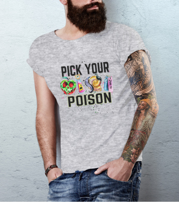 Pick Your Poison Halloween Skull Apple Potion Snail Drink Me T-Shirt