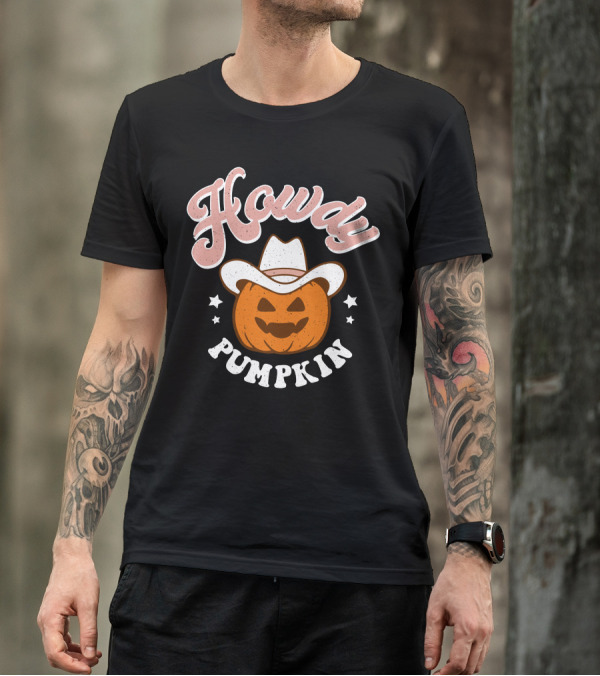 Howdy Pumpkin Halloween Western Cowboy Jack-o'-Lantern T-Shirt