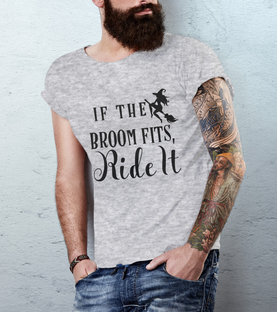 If The Broom Fits Ride It Witch Flying T-Shirt