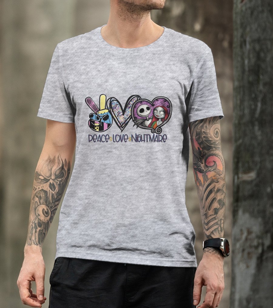 Peace Love Nightmare Before Christmas Halloween T-Shirt