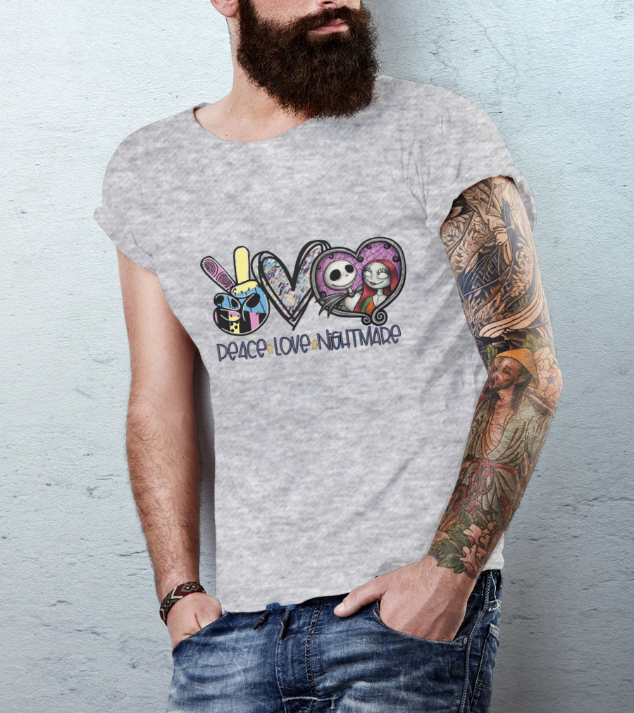 Peace Love Nightmare Before Christmas Halloween T-Shirt