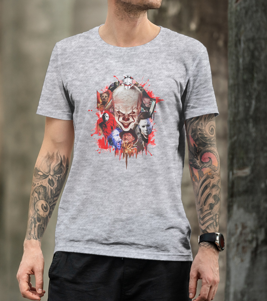 Halloween Killers Pennywise Michael Myers Freddy Krueger Jason Voorhees Jigsaw Horror Icons T-Shirt