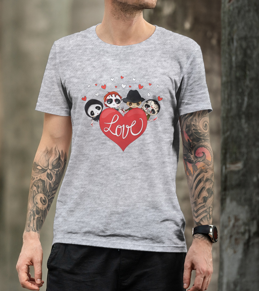 Love Horror Movie Chibi Quartet Valentine T-Shirt