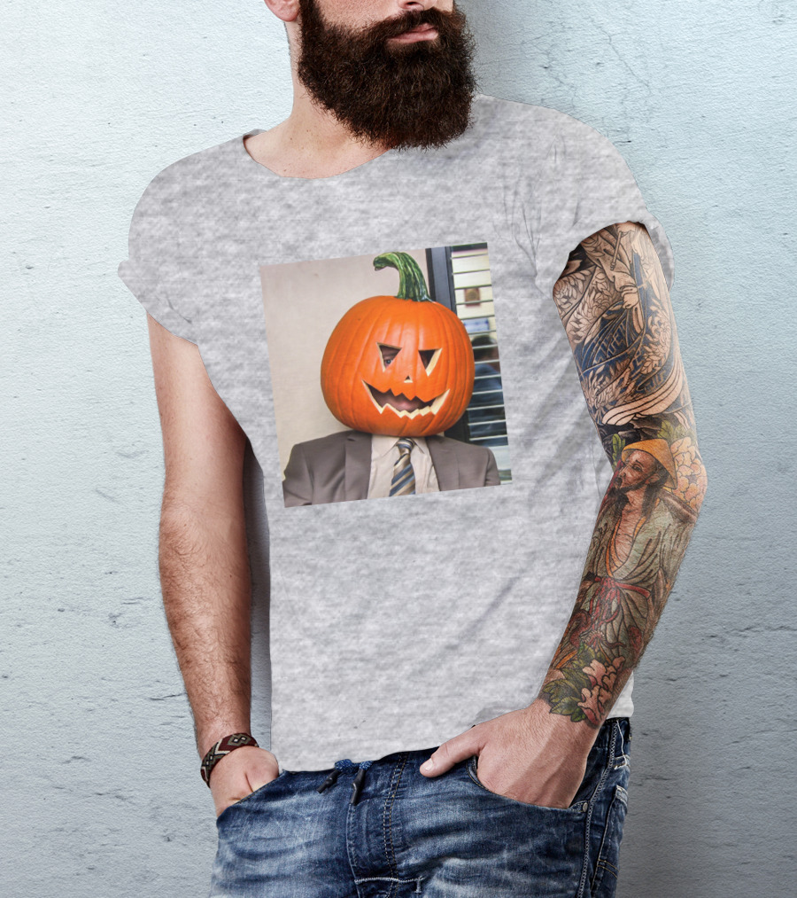 Office Halloween Pumpkin Head Costume T-Shirt
