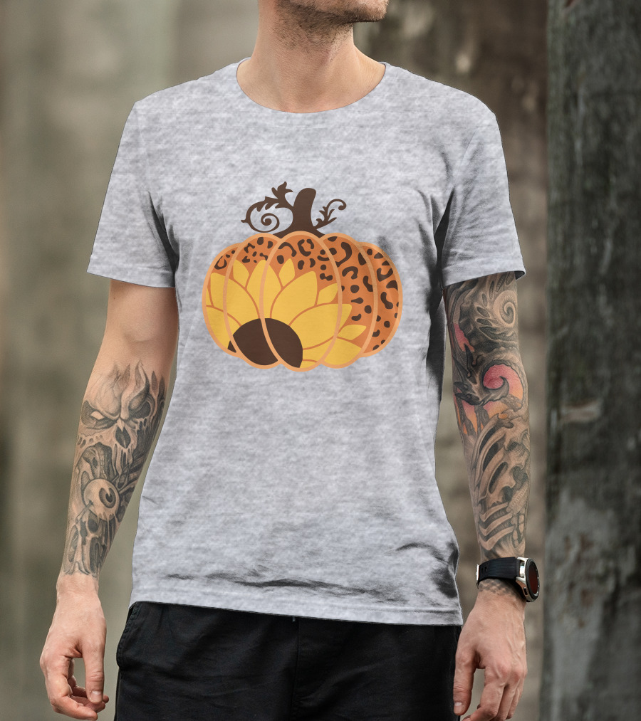 Sunflower Leopard Pumpkin Cheetah Pumpkin T-Shirt