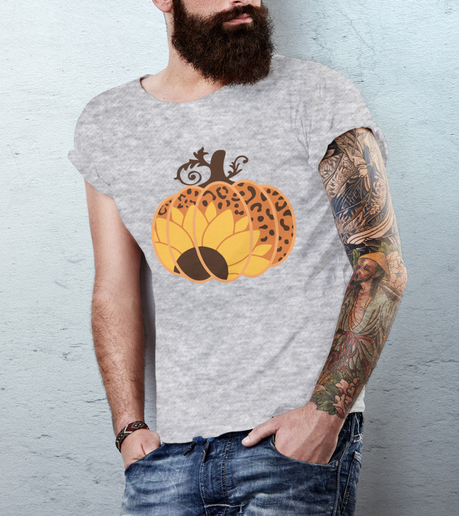 Sunflower Leopard Pumpkin Cheetah Pumpkin T-Shirt