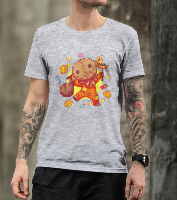 Trick R Treat Sam Halloween Cute Funny Pumpkin Candy Sack T-Shirt