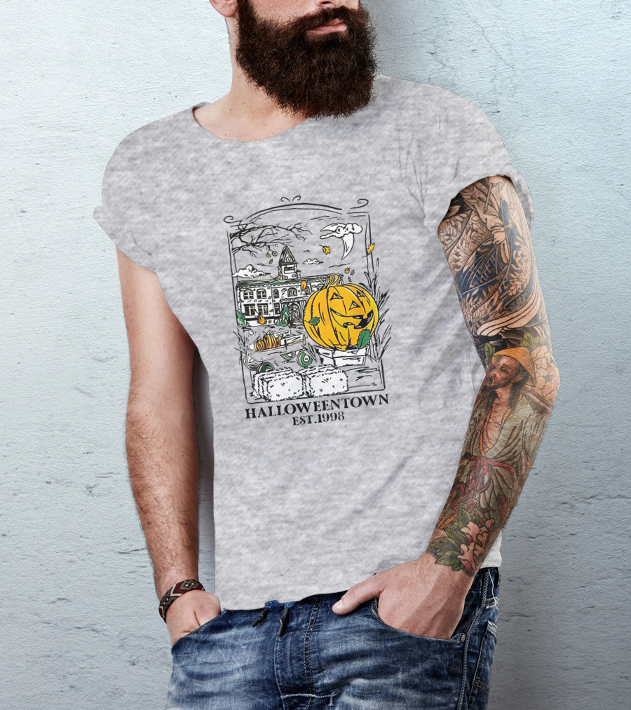 Halloweentown Est 1998 Jack-O'-Lantern And Haunted House Scene T-Shirt